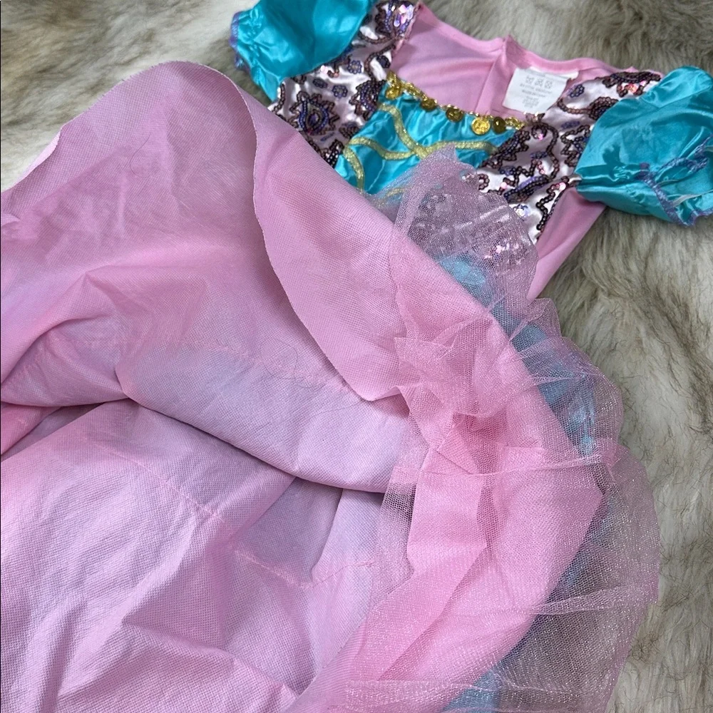 Girls Fairy Halloween Costume Dress Gold Coin Teal Pink Size M